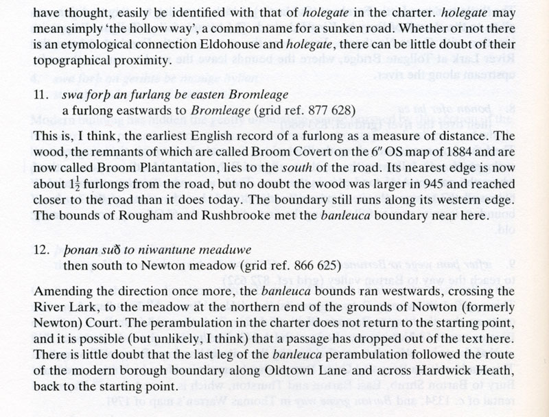 The boundaries of King Edmund's grant, later called the banleuca. Text by Cyril Hart 'The Danelaw' 1992